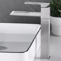 Petites Ecrevisses - Waschtischarmatur Wasserfall 360° Rotation Wasserhahn Bad Warmes und Kaltes Wasser Silber