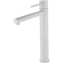 Imex Miscelatore Monocomando Lavabo Alto In Ottone Bianco Opaco Con Cartuccia Ceramica Ø25 Mm E Tubi Flessibili 3-8 – Modell Milos Stick