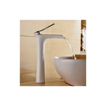 Mitigeur cascade Blanc pour Lavabo Chromé Design Moderne