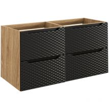 Petits-meubles - Waschtischunterschrank 120cm Elora mit 4 Schubladen, Schwarz und Holzoptik