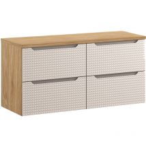 Petits-meubles - Waschtischunterschrank 120cm Mallory mit 2 Schubladen, Beige und Holzoptik