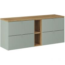 Waschtischunterschrank 140.4cm Jade Mit 4 Schubladen, Grün Und Holzoptik