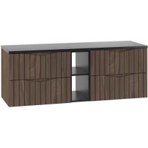 Petits-meubles - Waschtischunterschrank 140cm Siena mit 4 Schubladen, Holzoptik und Schwarz