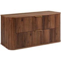Waschtischunterschrank - 100 Cm - Nussbaum - Modernes Design - Gerillte Fronten Und Weiche Verschlüsse