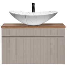 Lomadox - Waschtischunterschrank 80 cm Kaschmir Aufsatzwaschbecken weiß marmoriert IRAKLIO-56-CASHMERE b/h/t ca. 80,4/63/46 cm