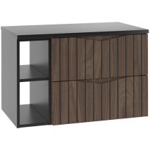 Petits-meubles - Waschtischunterschrank 80cm Siena mit 2 Schubladen, Holzoptik und Schwarz