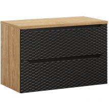 Petits-meubles - Waschtischunterschrank 90cm Elora Mit 2 Schubladen, Schwarz Und Holzoptik