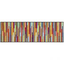 Wash+dry - Paillasson mikabo 75x190 multicolore tissé motif géométrique
