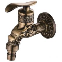 Crea - Washing Machine Faucet Retro Vintage Carved Home Sink Garden Single Faucet Water Tap--yh B005 Ancient Cyan