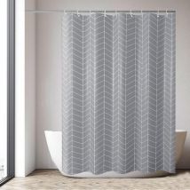 Wasserdichter Duschvorhang, White Line Duschvorhänge mit Haken, Waschbarer Anti-Schimmel Polyester Vorhang Badewanne Vorhang Grau - 240x200cm