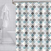 Wasserdichter Und Schimmelresistenter Duschvorhang (120 X 180 Cm) Mit Geometrischem Druckmuster Und 12 Haken
