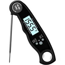 Wasserdichtes, digitales Fleisch- und Lebensmittelthermometer mit sofortiger Anzeige, faltbarer Sonde und Kalibrierungsfunktion mit