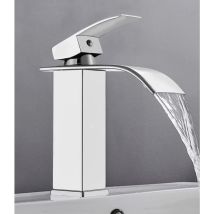 Osqi - Wasserfall-Waschtischarmatur für Zuhause, Edelstahl mit Keramikkartusche, Unterbau-Wasserhahn mit einstellbarem Warm- und Kaltwasser.