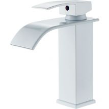 Wasserfall Waschtischarmatur, Wasserhahn Bad Weiß, Kaltes und Heißes waschamatur waschbecken, Wasserhahn Waschbecken für Badezimmer, Einhandmischer