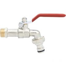 Wasserhahn aus Messing, G1/2-Zoll-Einlasskugelhahn für den Außenbereich mit Anschlussstück, Gartenwasserhahn für den Außenbereich für Garten,