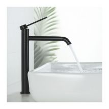 Wasserhahn Bad aus Edelstahl Badarmatur wassersparend mit Hohe Ausflauf Mischbatterien 360° Schwenkbar Waschtischarmatur, Schwarz