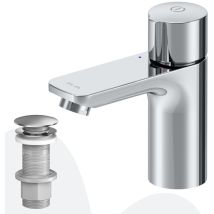 Badarmatur Mit Pop-up Ablaufventil Für Waschbecken Wasserhahn Bad Chrom Waschtischarmatur Mit Ablaufgarnitur 1 1/4 Zoll Messing Ventil Ablauf - Am.pm