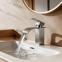 Wasserhahn Bad Wasserfall Gebürsteter, Meejee Armatur Waschbecken Mischbatterie Badarmatur Für Badezimmer Waschtisch