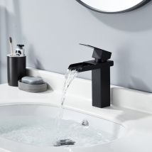 Homelody - Wasserhahn Bad Wasserfall Wasserhahn Schwarz Waschtischarmatur Mit Geräuscharmem Keramischem Ventilkern Einhebel-badarmatur Aus Edelstahl