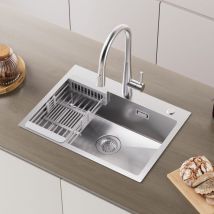 Cecipa Edelstahlspüle gebürstet Küchenspüle 60x45x18cm Spüle