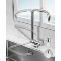Cecipa - Wasserhahn Küche Klappbar, Vorfenster Küchenarmatur mit 2 Strahlarten, Mischbatterie Küche Edelstahl, Armatur Küche Unterfenster, 360°