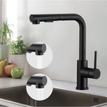 Wasserhahn Küche Schwarz, Meejee Küchenarmatur Mit Ausziehbar Brause 360° Schwenkbar, Spültischarmatur Mischbatterie Küche, Armatur Küche 2 
