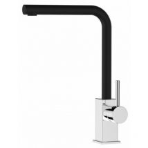 Vizio - Wasserhahn Kueche Spueltischarmatur Verchromt Kuechenarmatur mit 360 schwenkbarem schwarz granit l Auslauf - Quadratischer Design