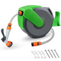 Gardebruk - Schlauchtrommel 20m + 2m mit Wandhalterung Garten 1/2" Multifunktions-Handbrause Schlauchführung Schlauchaufroller Wandschlauchbox