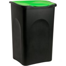 Rubbish Bin 50L Plastic Dustbin Kitchen Garbage Swing Lid Can Black/Green - Stefanplast