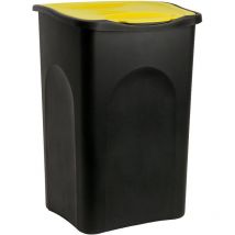 Rubbish Bin 50L Plastic Dustbin Kitchen Garbage Swing Lid Can Black/Yellow - Stefanplast