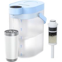 FreshTaste Adoucir l'Eau Carafe Filtrante Électrique, Distributeur de Filtre à Eau Instantané 4L pour Réfrigérateur, Réduit Chlore, Plomb, Cuivre,