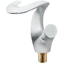 Waterfall Bathroom Faucet Single Handle Brass Mixer Tap Modern White Elegant Bathroom Faucet