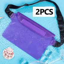 Waterproof Bag (2 Pack) with Adjustable Straps for Cell Phone, Swimming, Rafting, Camping and Hiking (Purple)