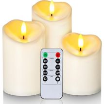 Jalleria - Waterproof Flickering Flameless Candles, Outdoor Battery Operated led Pillar Candles with Remote Control Timer, Electric Fake Plastic