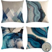 Xinuy - Ahlsen Waterproof Outdoor Pillow Covers 18' x 18' Set of 4 Blue Decorative Throw Pillow Covers for Patio and Garden 18' x 18' (Waterproof-5)