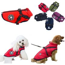 Waterproof Winter Coat with Dog Harness Jacket Warm Costume Clothes Puppy Pets Reflective Vest Windproof for Small Medium Large Dogs Cat (xxxl, Red)