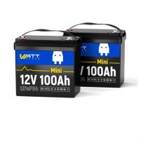 Batterie Lithium LiFePO4 12V 100Ah Mini, Compacte bms 100A Amélioré 1280Wh Longue Durée Idéale pour Panneau solaire Camping-Car Bateau Stockage