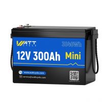 Wattcycle - LiFePO4 Lithium Batterie 12V 300Ah – Bis 6000 Ladezyklen, Tiefentladungsschutz, integriertes bms – Perfekt für Solaranlagen, Boote &