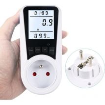 Wattmeter-Steckdose, ac 230 v Energiezähler Stromverbrauchszähler, Steckdose zur Überwachung des Stromverbrauchs mit LCD-Anzeige - Frankreich-Stecker,