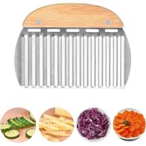 Couteau De Tranches De Pomme De Terre, Couteau Lame Ondulée, Trancheuse De Frites Vague, Patate Lame Ondulée Coupe En Acier Inoxydable Frites Outils 