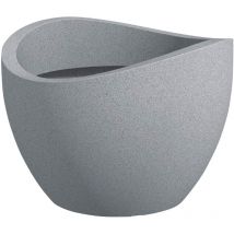 Scheurich - Wave Globe 40, Pflanzgefäß/Blumentopf/Pflanzkübel, rund, aus Kunststoff Farbe: Stony Grey, 39,5 cm Durchmesser, 29,3 cm hoch, 19 l Vol.