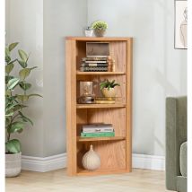 Hallowood Furniture Waverly Oak Corner Storage Cabinet Top, Light Oak Wooden Corner Unit with 3 Adjustable Shelves for Bedroom, Corner Shelf Display