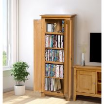 Hallowood Furniture - Waverly cd Storage Cabinet in Light Oak, Wooden dvd Storage for 120 DVDs, Bookcase with 5 Shelves, Hallway Storage Unit, Fully