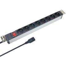 37321 Multiprese Rackable 19 Pollici Spina C14 - Fascia Elettrica 8 Prese Con Interruttore - Alloggiamento In Alluminio - Cavo 1,80 M - Waytex