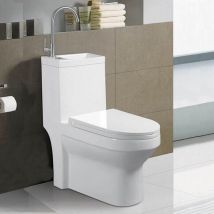 Rue Du Bain - wc à Poser Monobloc avec Lave main intégré Céramique 39x68cm - Creativ