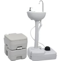 Maison Chic - wc Chimique Portable Ensemble de toilette et support de lavage des mains de camping 70054