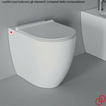 Alice Ceramica - wc Filo Muro form - Installazione a Terra - Vaso Senza Brida - Con Sedile Coprivaso Tecnologia Soft Close