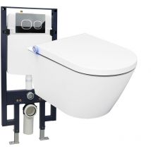 Wc lavant Bernstein Basic offre spéciale pack économique 19 - bâti-support G3008 avec plaque de déclenchement à choixModèle 4111 satin