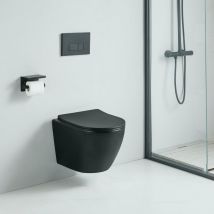 Wc sospeso carceo nero opaco - senza bordo e con chiusura ammortizzata