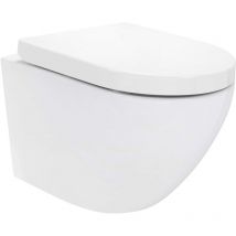 Cadentro - wc suspendu en céramique blanche avec abattant frein de chute - ronde